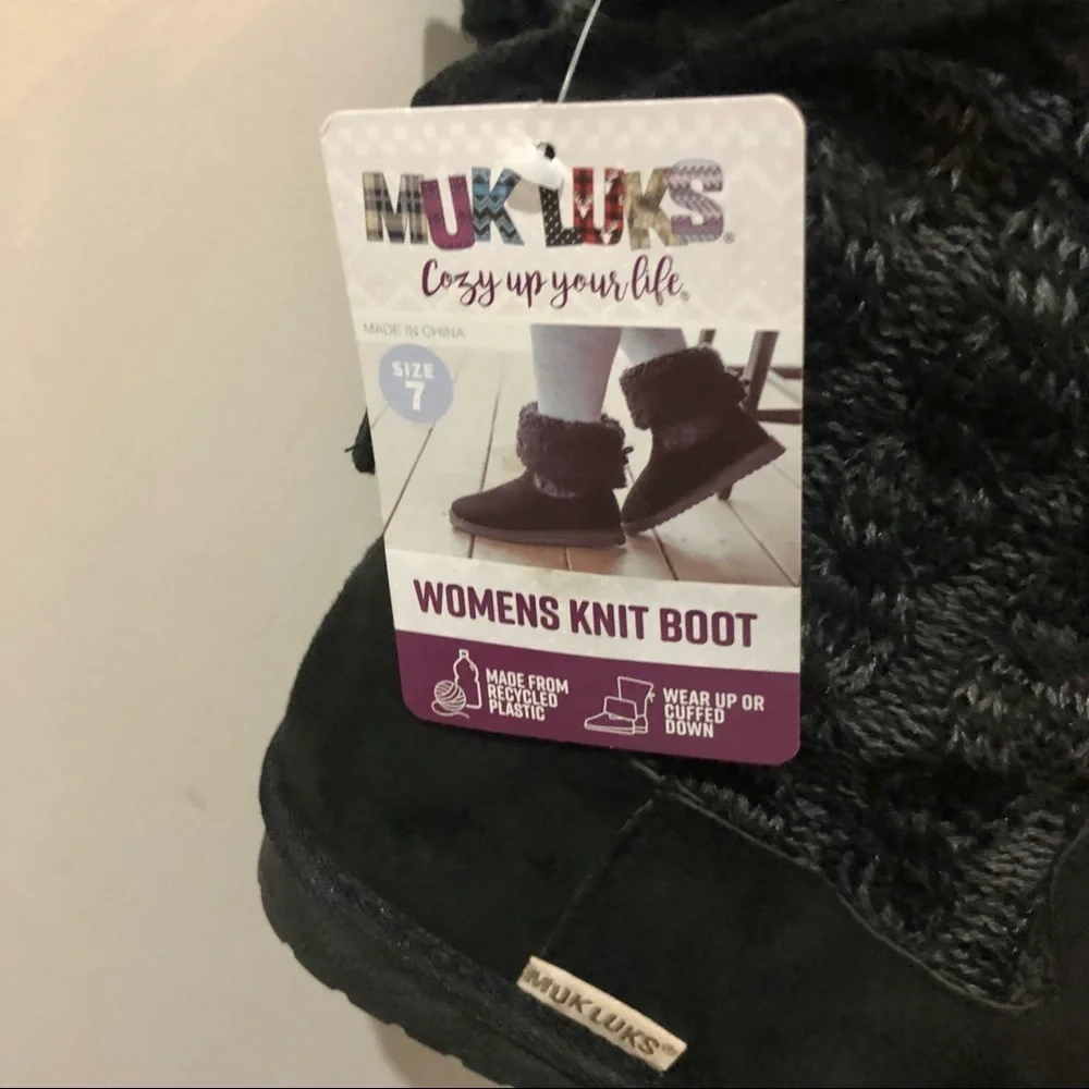Muk Luks women’s Knit Boots Dark gray and black 7